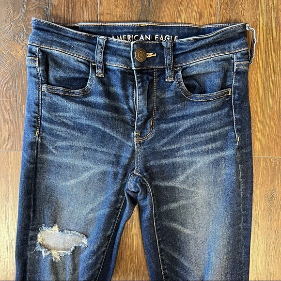 American Eagle distressed jeggings SZ 4 - Picture 3 of 5